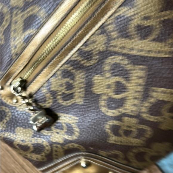 Kathy Van Zeeland Gold and Brown Designer Shoulder Bag - Picture 4 of 16